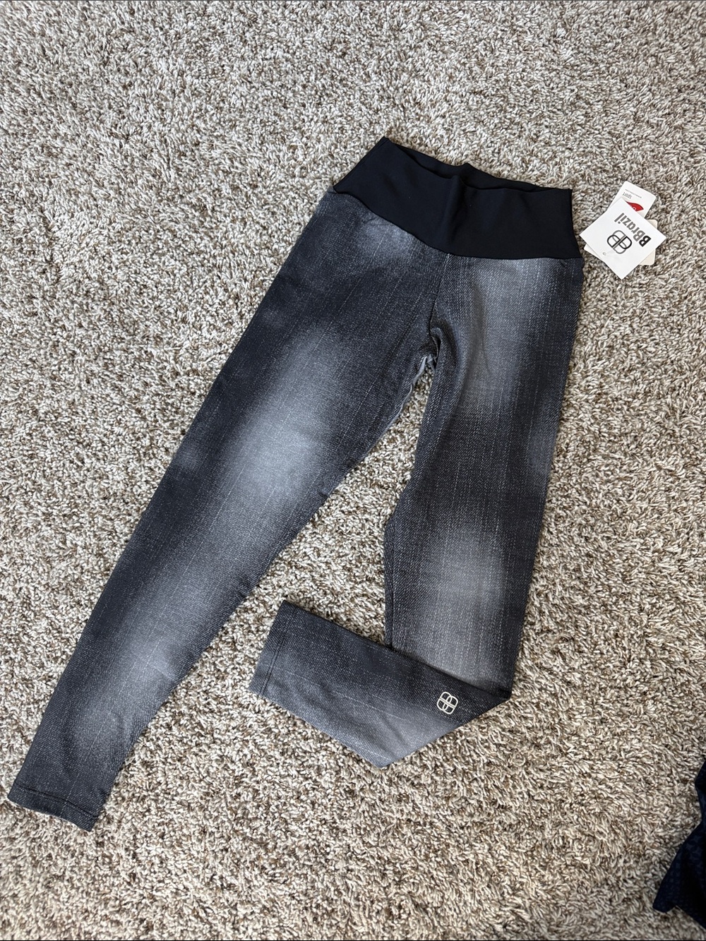 High-Rise Washed Black Leggings with Foldover Waist